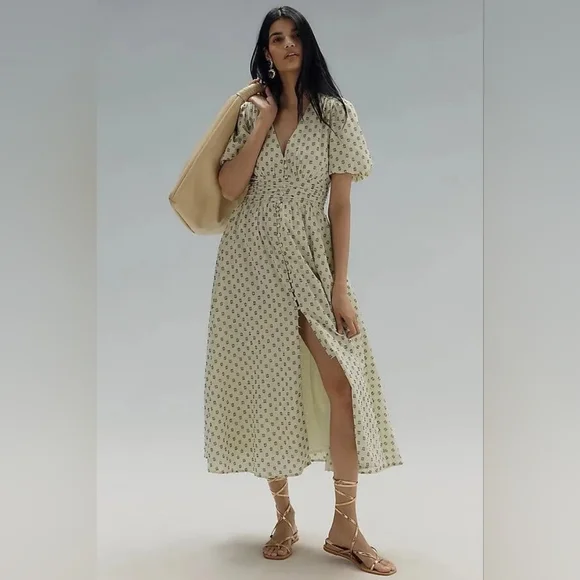 OPEN TO OFFERS NWT Anthropologie Katerina Button-Front Textured Dress Sz Small - Picture 1 of 4